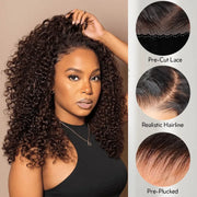 Kinky Curly Chocolate Brown Invisi Strap 360 Lace Wig 