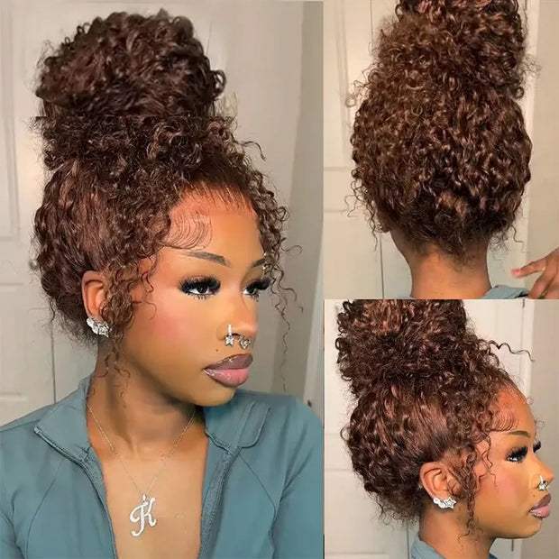 Kinky Curly Chocolate Brown Invisi Strap 360 Lace Wig 