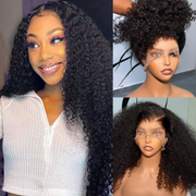 Full Lace Afro Curl Wig Ashimary Brazilian Virgin Hair Kinky Curly  180% Density