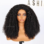 4C Edge Hairline 3.0 Half Wig with Drawstring Kinky Curly Ready To Go Wig 3 in 1 Half Wig Human Hair Affordable Wig