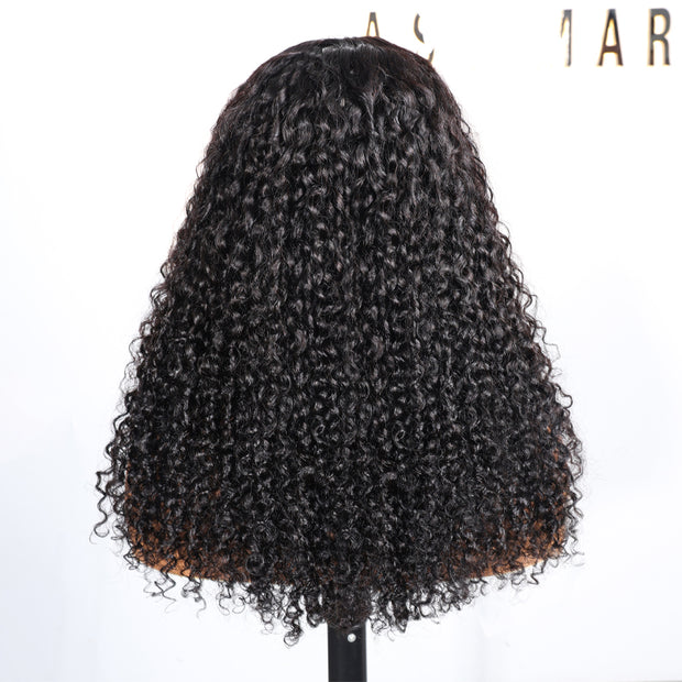 Flash Sale 4C Kinky Edges Curly Hair Transparent HD Lace Front Wigs With Realistic Hairline