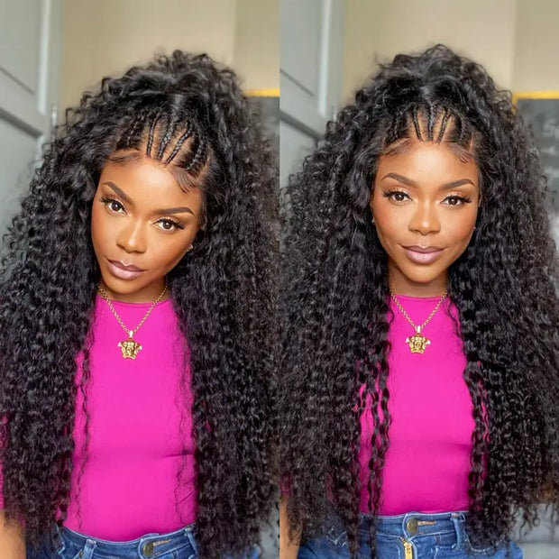 Kinky Curly Invisi-Strap™ Snug Fit 360 Transparent Lace Frontal Bleached Knots Pre Cut Wig