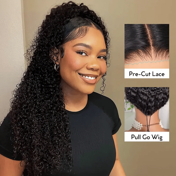 inky curly pre-cut lace wig pull go
