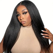 Kinky Straight Hair 3 Bundles with Closure 10A Brazilian Human Hair Natural Color - ashimaryhair