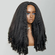 3 In 1 Half Wig Kinky Straight Hair with Spiral Curly Ends