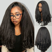 3 In 1 Half Wig Kinky Straight Hair with Spiral Curly Ends