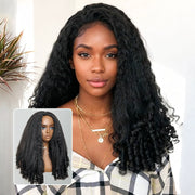 3 In 1 Half Wig Kinky Straight Hair with Spiral Curly Ends