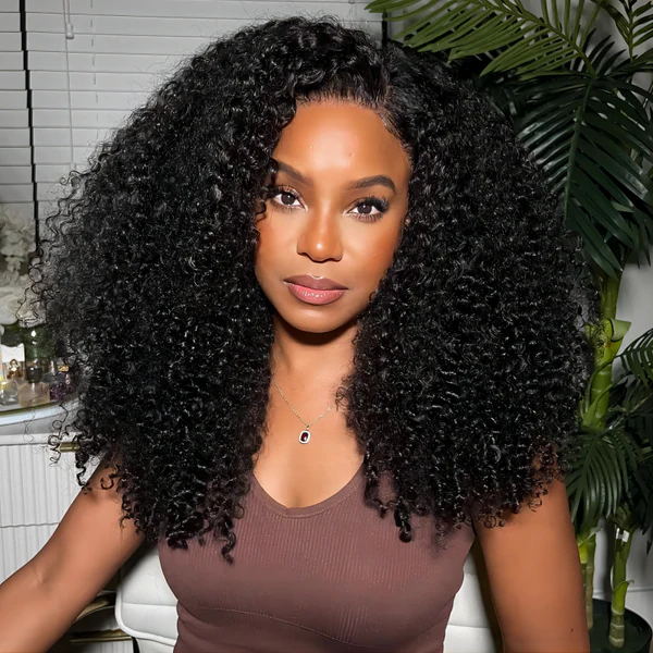 Flash Sale 4C Kinky Edges Transparent HD Lace Front Curly Wigs With Realistic Hairline