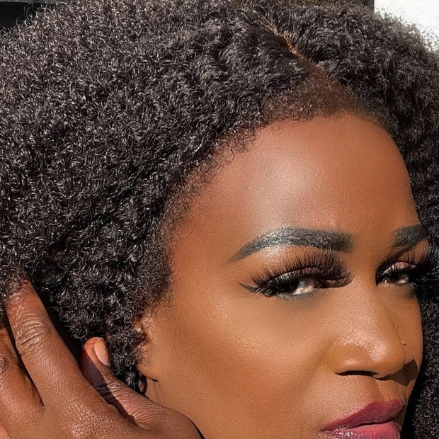 Flash Sale 4C Kinky Edges Transparent HD Lace Front Curly Wigs With Realistic Hairline