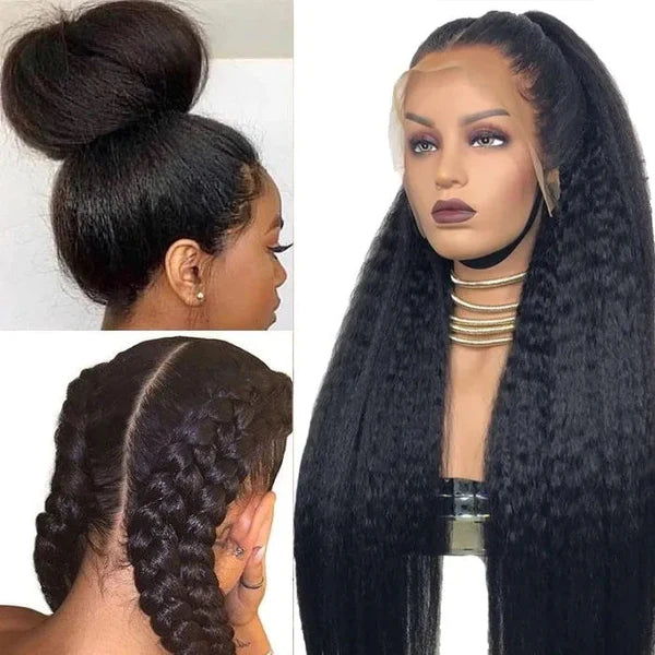 4C Edge Hairline Kinky Straight 13x4/13x6 HD Transparent Lace Front Wigs With Kinky Edges Baby Hair