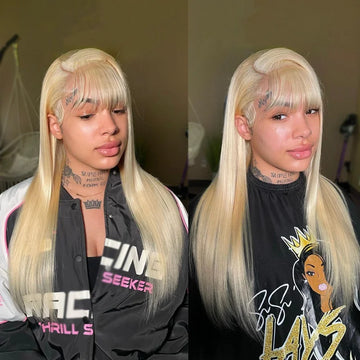 613 Blonde Straight Colored Wigs With Bangs 13x6  display picture 1