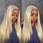 Layered Cut Customized Blonde Balayage on Brown Hair 13x4 Transparent Lace Front Straight Wig 100% Human Hair