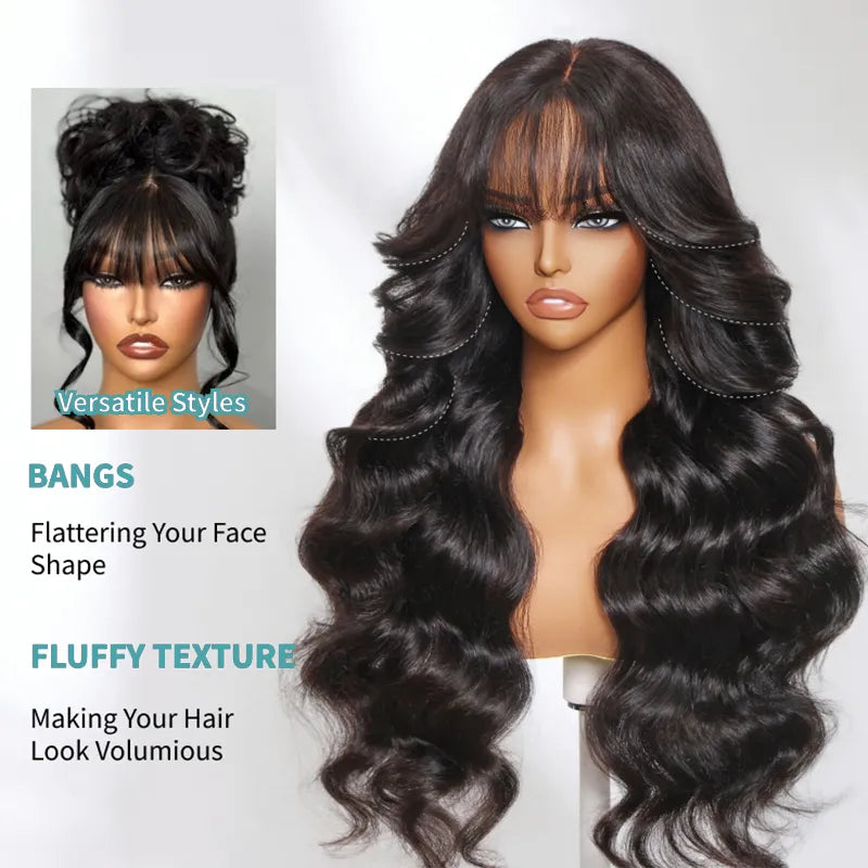 Pre-Layered Body Wave Wig with Bangs | Glueless 360 Invisi  display picture 1