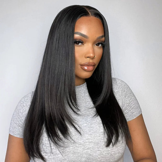 Flash Sale Trendy Layered Cut 13x4 Transparent Lace Frontal Straight Wig Butterfly haircut 100% Human Hair