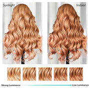 Light Flaxen Brown Color Lace Body Wave Wig Sunlight and Indoor