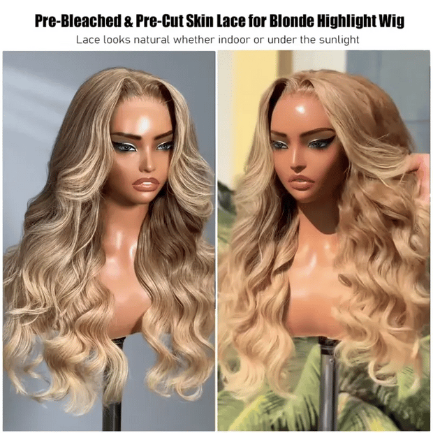 Ombre Blonde Bouncy Body Wave Wig 6x4.5 Lace
