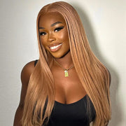 Ashimary Light Flaxen Brown Color 13x4 Lace Front Straight Wig Pre-plucked Human Hair