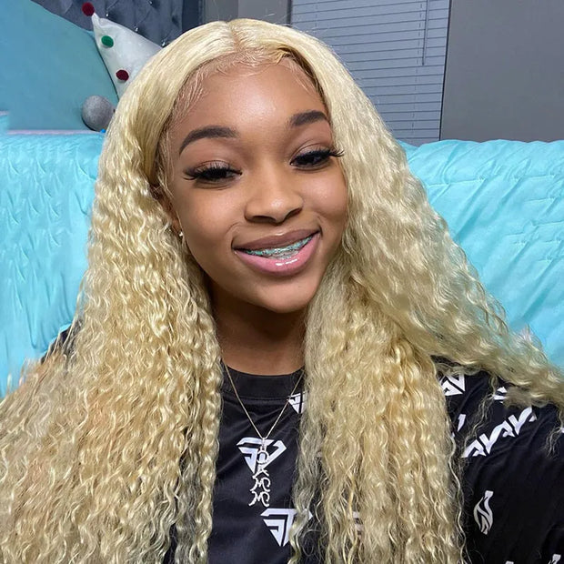 613 Blonde Deep Wave 13x4 Lace Front Wig Transparent HD Lace Human Hair Ashimary.com