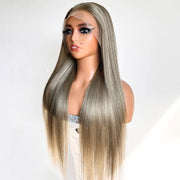long_length_human_hair_brown_grey_colored_wig