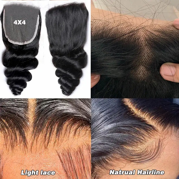 9A Loose Wave Virgin Hair 2/3 Bundles with Closure Natural Color Indian Hair - ashimaryhair
