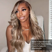For TikTok | Blonde Balayage on Brown Hair Transparent Lace Frontal Wig Ashimary Hair