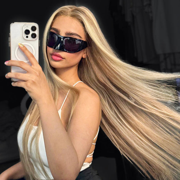 Flash Sale Customized Blonde Balayage on Brown Hair 13x6 Transparent Lace Frontal Ashimary Hair