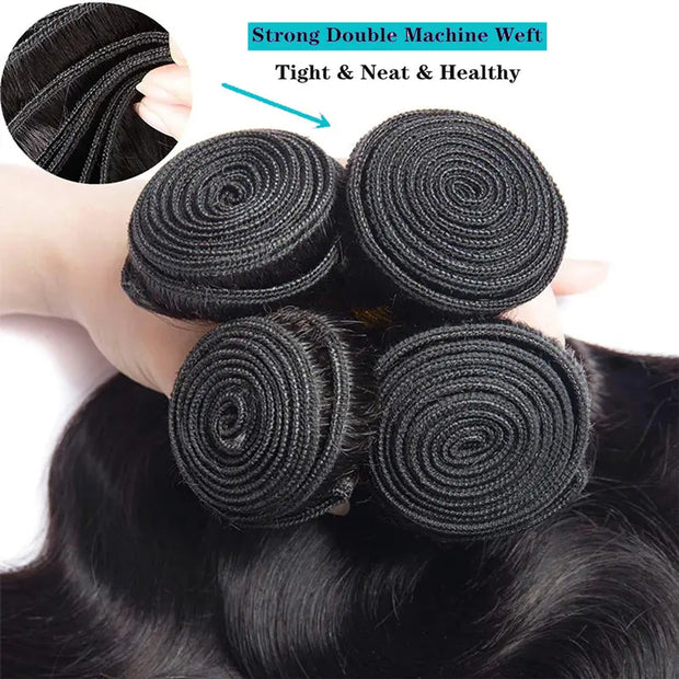 4 Bundles 10A Water Wave Brazilian Human Hair Bundles Natural Color - ashimaryhair