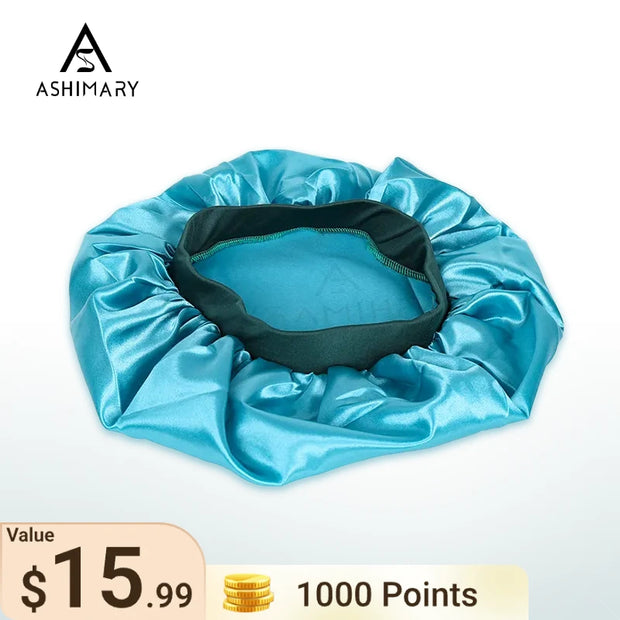 1000 Points | Ashimary Silk Nightcap Wide Elastic Band Tight Satin Bonnet