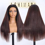 Yaki Straight Black Brown Ombre Half Wig
