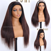 Yaki Straight Black Brown Ombre Half Wig