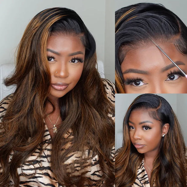 Flash Sale Highlight 360 Skin Lace Invisi-Strap Cozy Snug Fit Pre-Bleached & Pre-Plucked Human Hair Wig