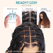 Ombre Color Full Lace Boho Curls Braided Long Wig Pre-braid Lightweight Tiny Knots Scalp