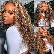 Kinky Curly Pre-Cut Lace Closure Wig with Pre Plucked Hairline & Bleached Knots