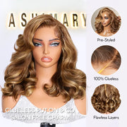 Blonde Highlight Pre-Styled Body Wave Ready To Go Glueless