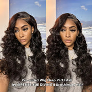 13x6 Full Transparent Lace Front Wigs Body Wave Natural Black Ashimary Hair