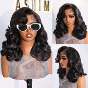 Pre-Styled Body Wave Short Bob Wig Transparent Lace Wigs