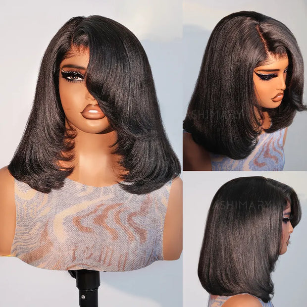 Layered Cut Wig With Side Swept Bangs