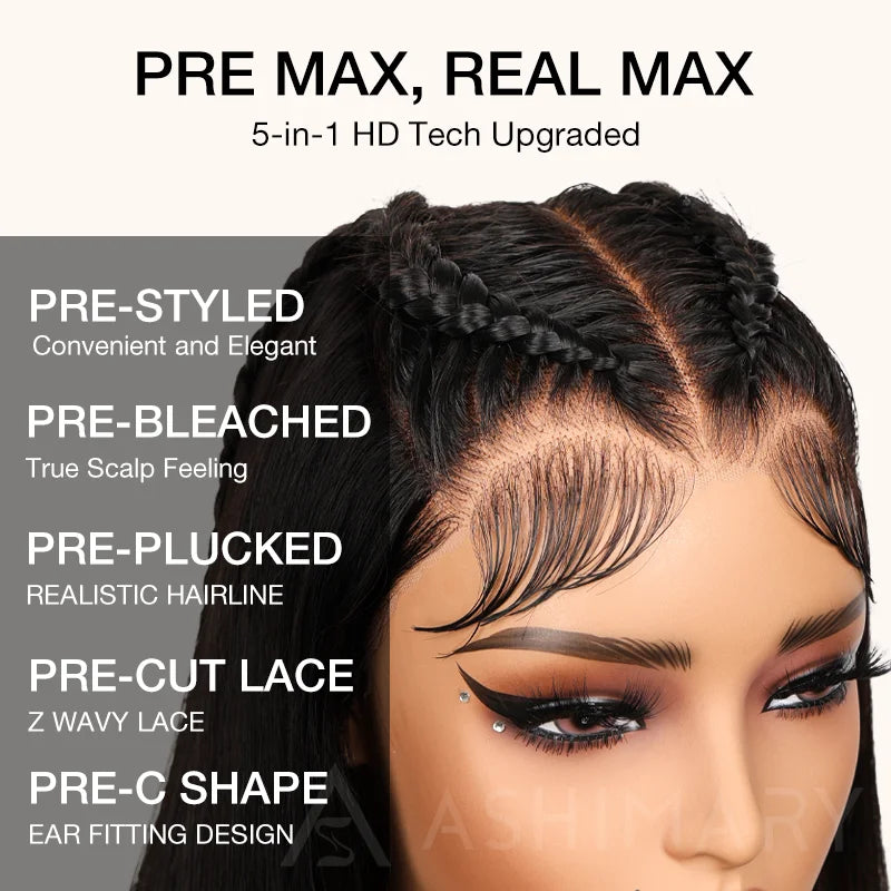 Braided lace wig prepulked hairline w baby hairs Pre-Braided Glueless Put On & Go 10x6 Parting Max Lace  main image 4