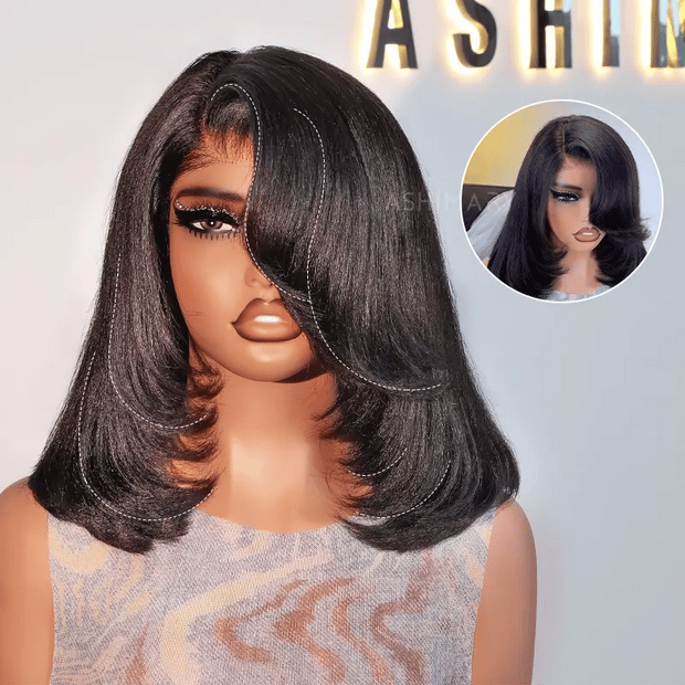 Layered Cut Wig With Side Swept Bangs