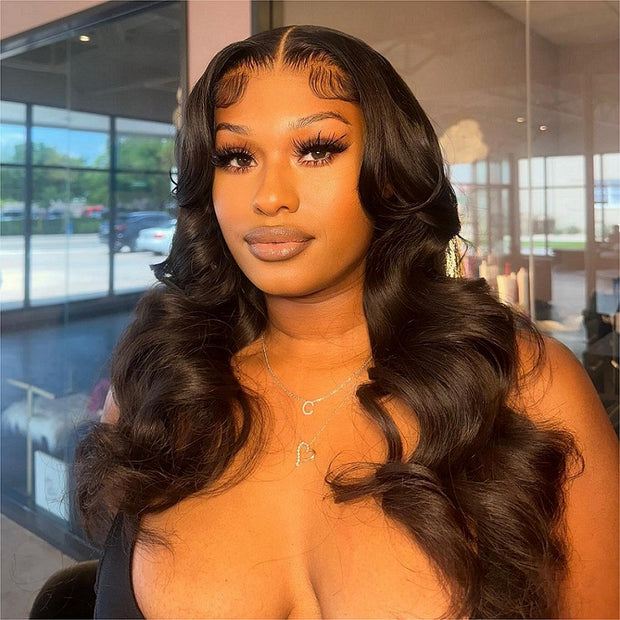 Trendy Layered Cut Body Wave 13x4 Lace Frontal Transparent Lace Wigs 180% Density