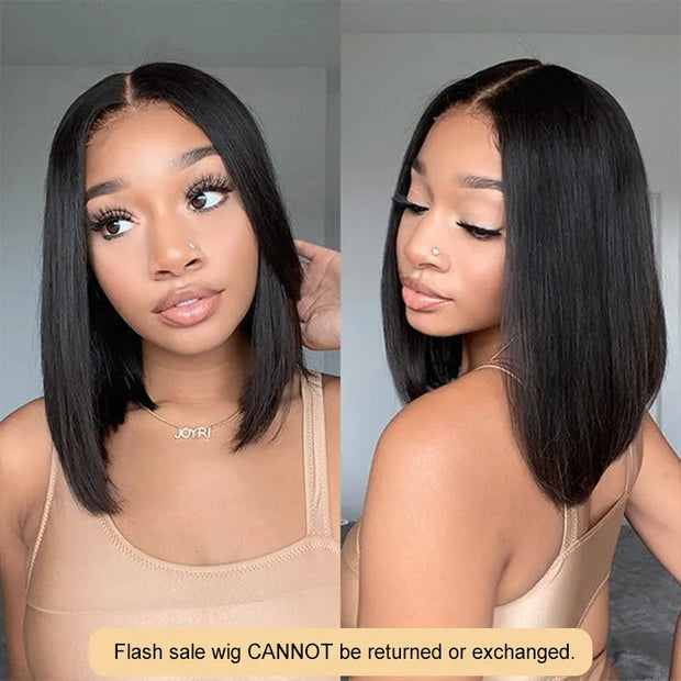Flash Sale 4x4/ 4x6/ 13x4 Transparent Lace Silky Straight Bob Wig Natural Black Human Hair Glueless Wig