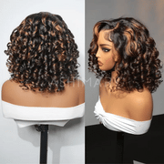 Glueless Short Pre-Styled Organique Hawaiian Curl Balayage Highlight 6x4.5 Pull Go Lace Closure Wig