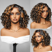 Glueless Short Pre-Styled Organique Hawaiian Curl Balayage Highlight 6x4.5 Pull Go Lace Closure Wig