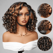 Glueless Short Pre-Styled Organique Hawaiian Curl Balayage Highlight 6x4.5 Pull Go Lace Closure Wig