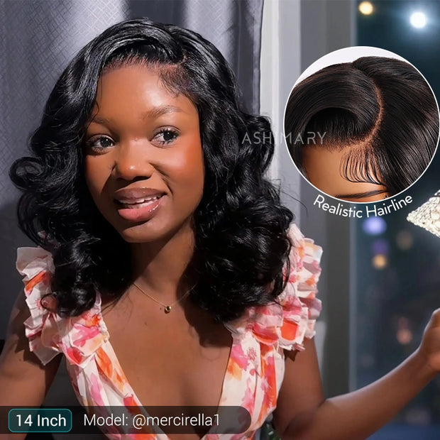 Pre-Styled Body Wave Short Bob Wig Transparent Lace Wigs