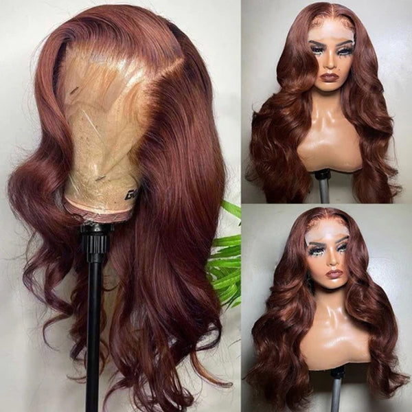 Flash Sale Reddish Brown Colored Human Hair 6x4.5 Pre-Cut Lace & 4x4/13x4Lace Frontal Wigs