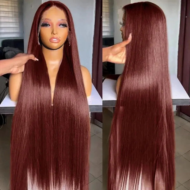 Reddish Brown 360 HD Transparent Lace Frontal Wigs Body Wave & Straight Pre Plucked 100% Human Hair