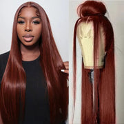 Reddish Brown 360 HD Transparent Lace Frontal Wigs Body Wave & Straight Pre Plucked 100% Human Hair