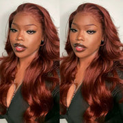 3 Bundles Reddish Brown Body Wave / Straight Hair Bundles Brazilian Natural Human Hair