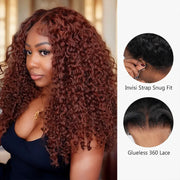 Reddish Brown Curly Invisi Strap Snug Fit 360